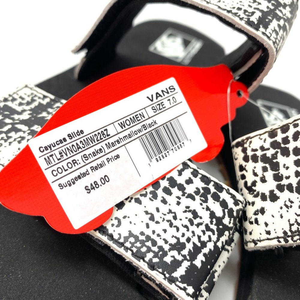💖MEGA SALE💖VANS Cayucas Slide Snake White Black Sandals Women's VN0A3MW228Z - Picture 8 of 8